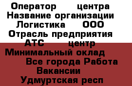 Оператор Call-центра › Название организации ­ Логистика365, ООО › Отрасль предприятия ­ АТС, call-центр › Минимальный оклад ­ 15 000 - Все города Работа » Вакансии   . Удмуртская респ.,Сарапул г.